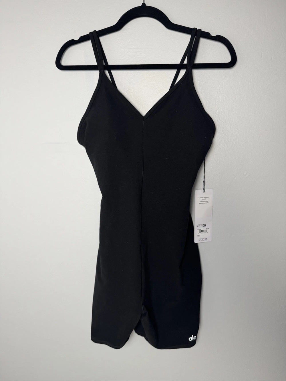 ALO Yoga Black Strappy V-Neck Mini Romper